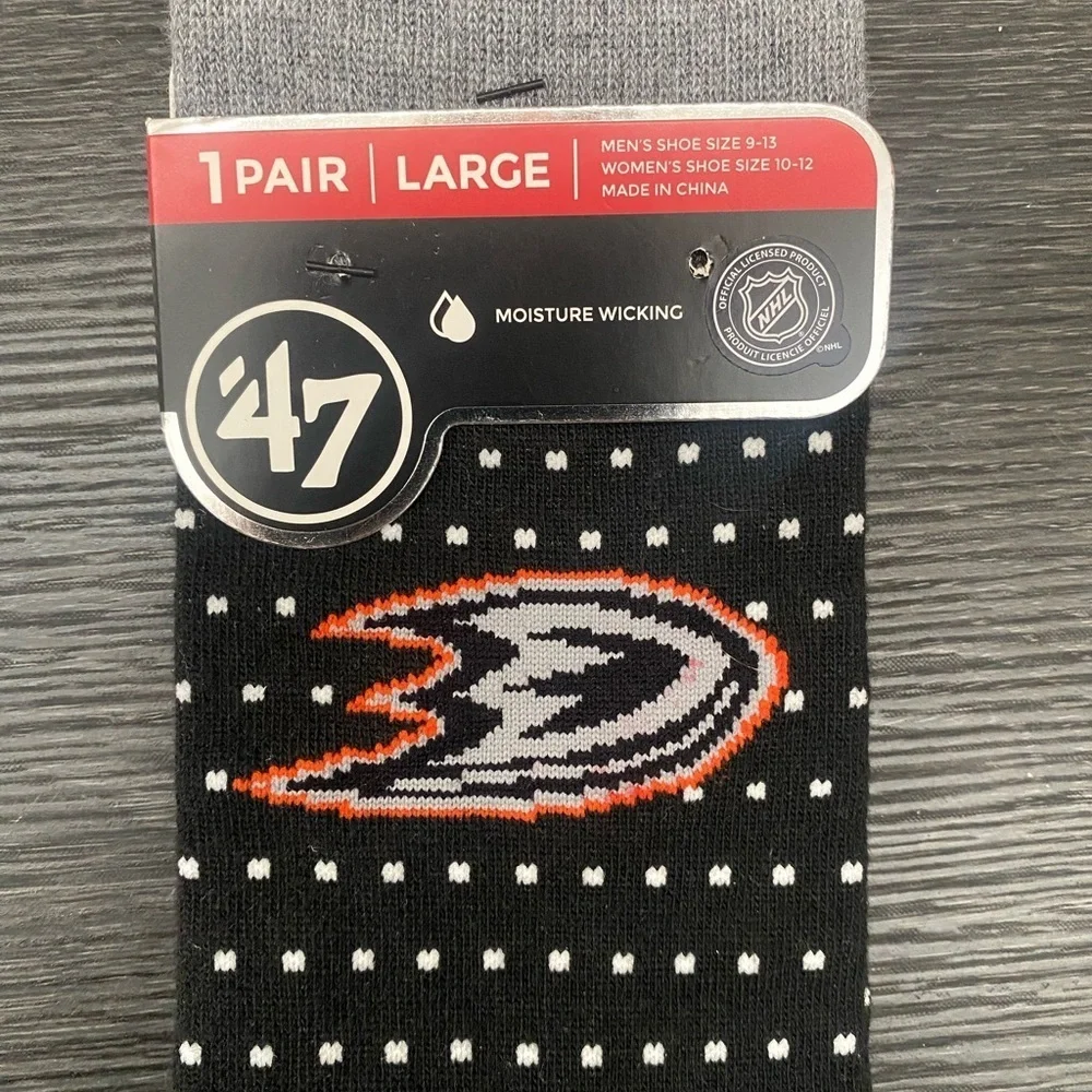 NWT ‘47 Anaheim Ducks NHL Moisture Wicking Willard Flat Knit Socks Men’s Women’s